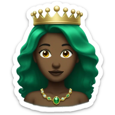 A dark emerald woman with a crown sticker