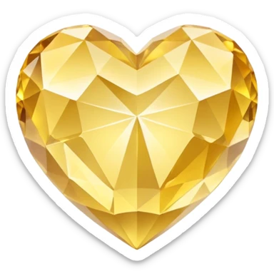 Crystals Pastel gold yellow heart 3D  sticker