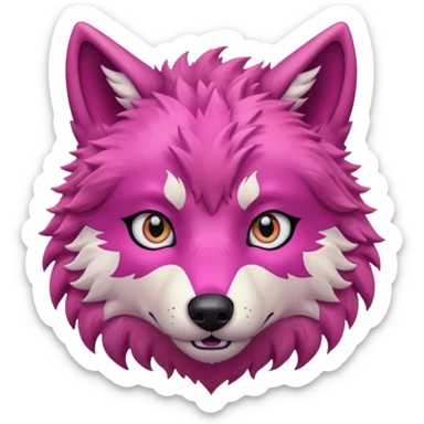 pink wolf head sticker