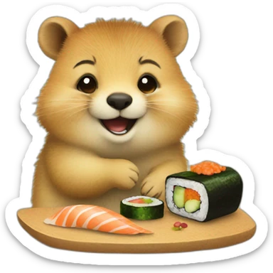 happy Quokka with sushi sticker