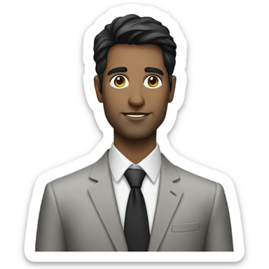 Dark haired male AI designer in suit sticker