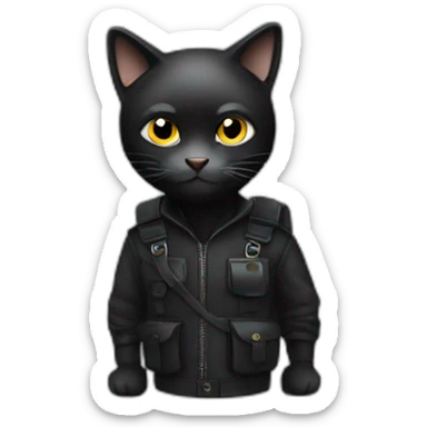 A small black cat as a bank robber. sticker