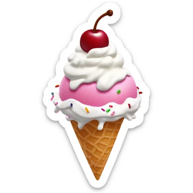 Pink ice cream sundae  sticker
