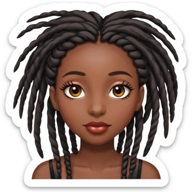 Black girl with long eyelashes, lipgloss and locs sticker