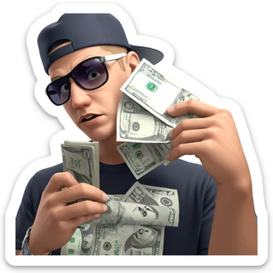 cool guy with money vibes sticker
