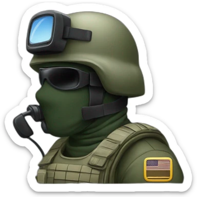 military in balaclava talking phone sticker