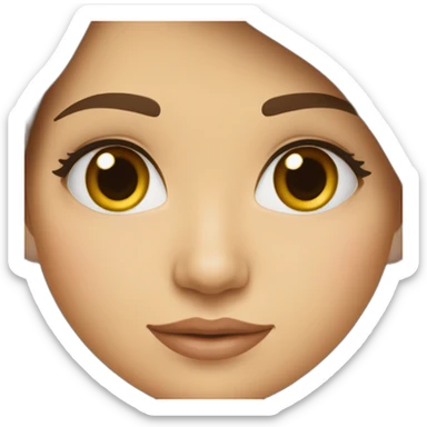 A young turkmenian woman with brown hair and brown eyes with a mole under lips sticker