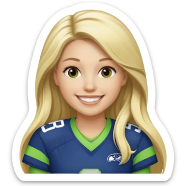 Long blonde hair seahawks fan female sticker
