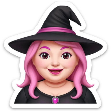 plump witch with pink skin. sticker