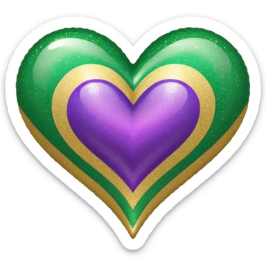Gold, purple and green glitter ombré Mardi Gras heart sticker