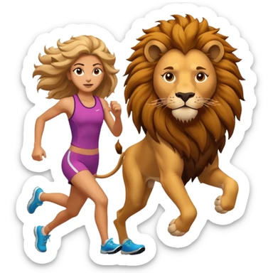High resolution of a running women lion sticker