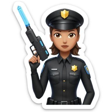 Futuristic woman cop sticker
