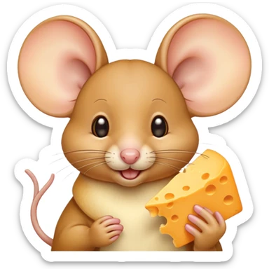 Mouse eating cheese with big gold hoop earrings  sticker