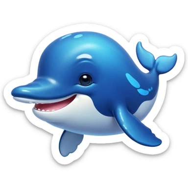 Cinematic Cute Humpback Whale Portrait Emoji, Head tilted playfully and inquisitively, featuring a softly rounded body with bright, sparkling eyes and an adorably expressive mouth, Simplified yet irresistibly adorable features, highly detailed, glowing with a warm, ocean-blue glow, high shine, affectionate and gentle, stylized with a touch of whimsical aquatic charm, soft glowing outline, capturing the essence of a friendly and endearing whale that seems as if it could sing its way into your heart! sticker