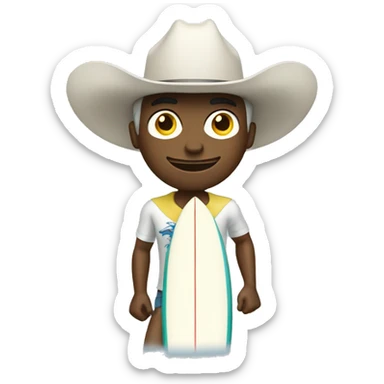White Cowboy surfing sticker