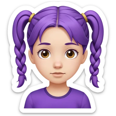 simple girl avatar with pigtails and purple shirt sticker