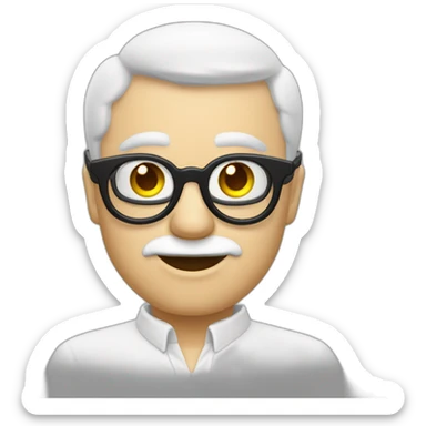 Homme blanc chauve lunettes rondes sticker