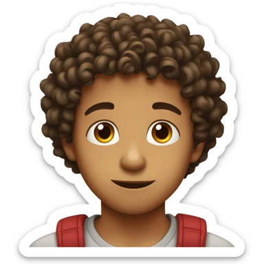 Curly hair boy kissy face sticker