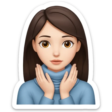 a brunette woman with two hands wrapped around her neck sticker