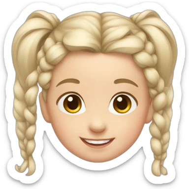 White baby girl with two ponytail hair smiling sticker