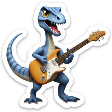 Velociraptor playing a guitar sticker