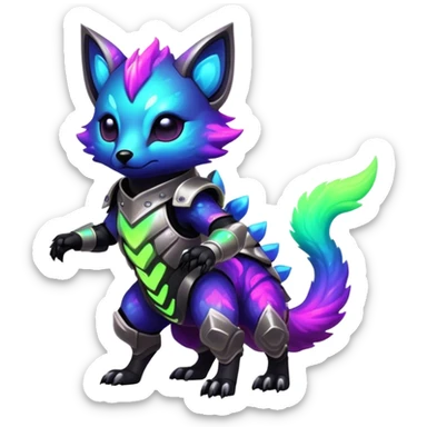 Epic Edgy Cute Vibrant Dark Nebula Modern Vernid-Protogen-creature-animal, full body sticker