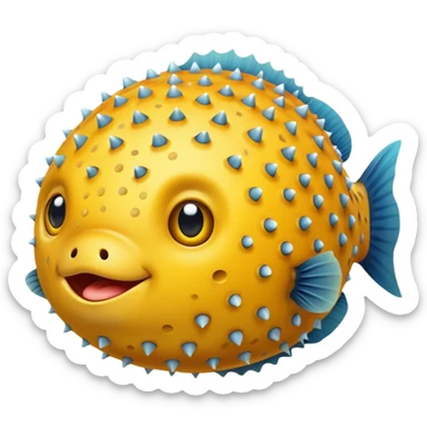 puffer fish, apple emoji style sticker