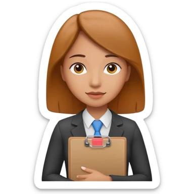 female office worker with clipboard sticker