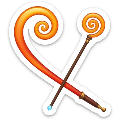 magic wand with orange red wave sticker