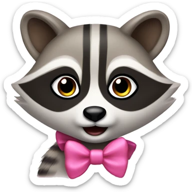 Female raccoon with a pink bow looking silly  sticker