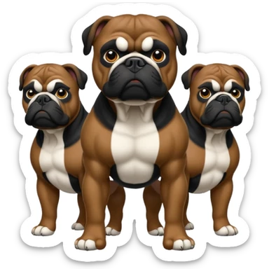 Black Bulldog one body and three heads sticker