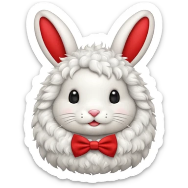 curly bunny with red bowtie sticker