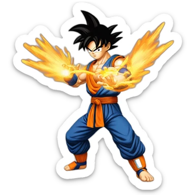 Goku qui tire un kamehameha écris salut sticker