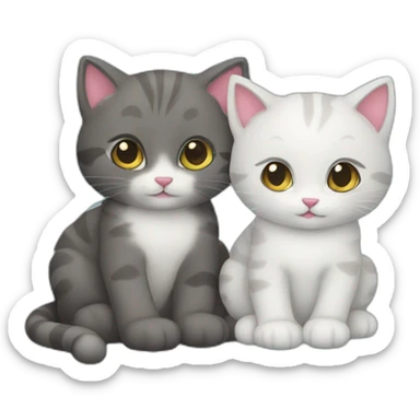 Two little kitty cuddle  sticker