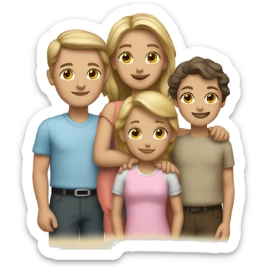 Caucasian family of 6  sticker