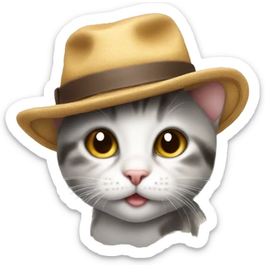 Baby cat with a hat sticker
