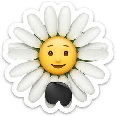 daisy flower, top view, apple style emoji sticker