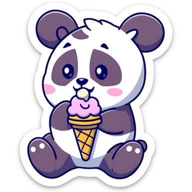 Panda eating ice cream sticker