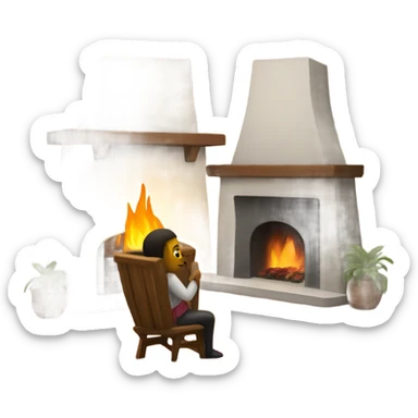 Sitting by the fireplace  sticker