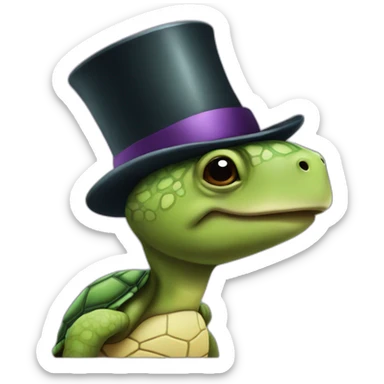 Profile of a Turtle wearing a top hat sticker