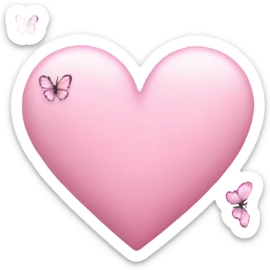 light pink heart with butterflies  sticker