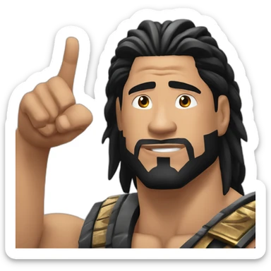 Roman reigns acknowledging himself as the tribal chief with his index finger pointing to the sky and has a stern stoic look on his face sticker