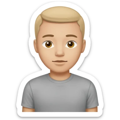 A man, shot from the center of his chest, but wearing a T-shirt, light skin tone sticker