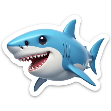 Cinematic Comical Shark Portrait Emoji, Head tilted dramatically with an exaggeratedly amused expression, featuring a striking, glossy streamlined body with bold accents and wide, expressive eyes filled with playful disbelief, Simplified yet hilariously expressive features, highly detailed, glowing with a slightly sassy glow, high shine, dramatic yet playful, stylized with an air of cheeky marine mischief, bright and endearing, soft glowing outline, capturing the essence of a spirited and over‐the‐top shark, so meme‐worthy it feels like it could snap its jaws into internet fame instantly! sticker