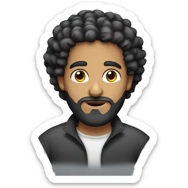 Arab man with curly hair and black beard sticker