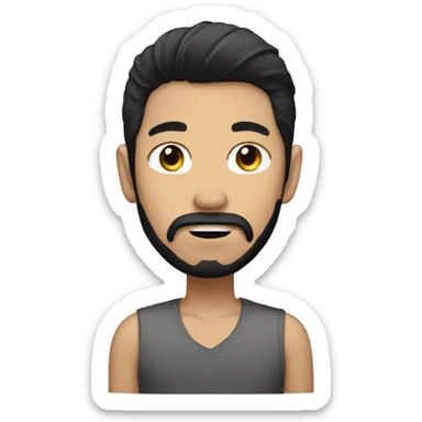 asain boy with black beard hair and mustache  sticker