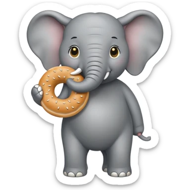 elephant holding bagel sticker