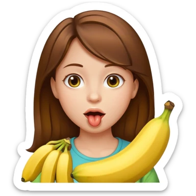 Brown hair Girl with banana in her mouth sticker