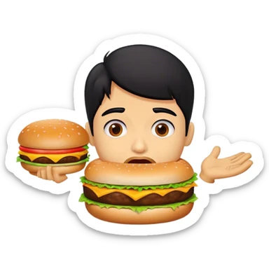 indian with black hair with a cheeseburger in she mouth and she looks stupid sticker
