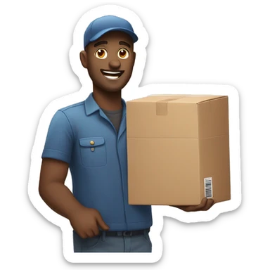 delivery man delivering a cases to a very happy normal person sticker